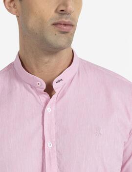 Camisa elPulpo Linen Mao Collar rosa hombre