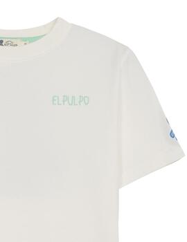 Camiseta elPulpo Back Logo blanco niño
