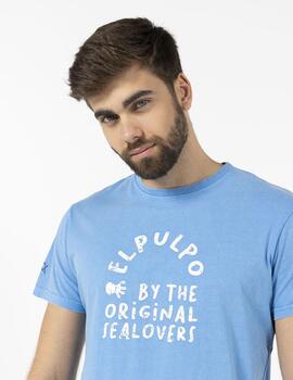 Camiseta elPulpo Original azul delavé hombre