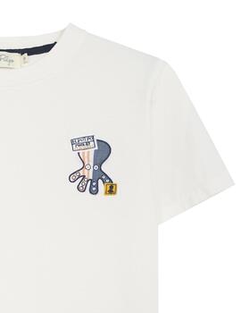 Camiseta elPulpo Combined Patch blanco niño
