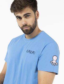 Camiseta elPulpo Back Logo azul medio hombre