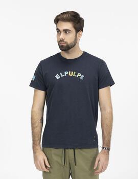 Camiseta elPulpo estampado letras fantasía azul