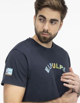 Camiseta elPulpo estampado letras fantasía azul