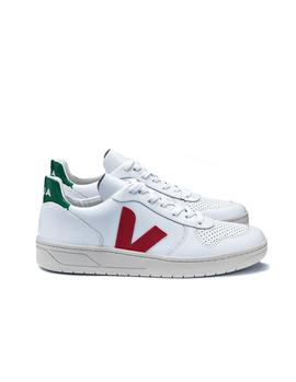 Zapatillas Veja V10 blanco rojo verde hombre