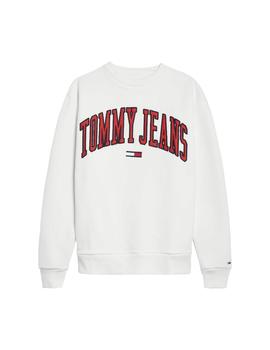 Felpa Tommy Jeans Collegiate Classic blanco mujer