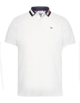 Polo Tommy Jeans Tipped Collar blanco hombre