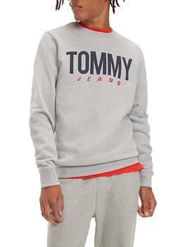 Felpa Tommy Jeans Essential Logo Crew gris hombre