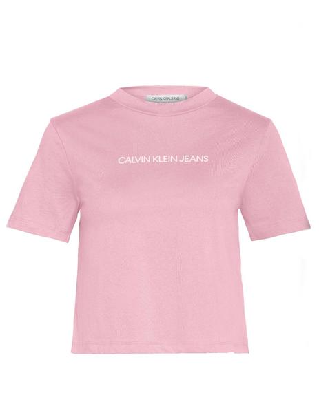 Molestia Ataque de nervios pastor Camiseta Calvin Klein Shrunken Institutional Crop rosa m
