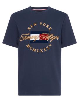 Camiseta Icon Tommy Hilfiger Logo Bordado marino hombre
