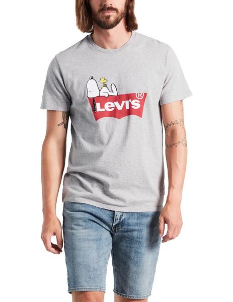 Camiseta Levi's x Peanuts Graphic Set In Neck gris hombr