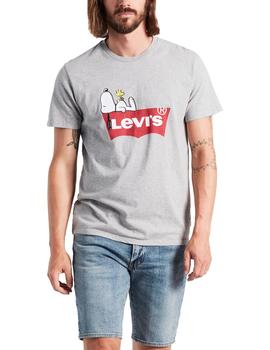 Camiseta Levi’s x Peanuts Graphic Set In Neck gris hombre  