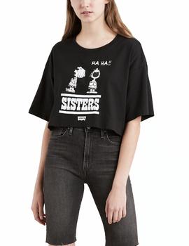 Camiseta Levi’s x Peanuts Graphic Crop Slacker negro mujer