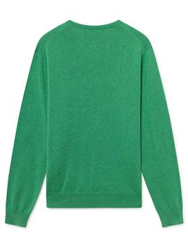 Jersey Hackett Cotton Silk V verde hombre