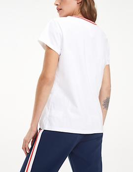Camiseta Tommy Jeans Rib Stripe Neck blanco mujer