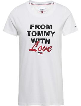 Camiseta Tommy Jeans Tommy With Love blanco mujer