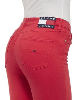Vaqueros Tommy Jeans Mid Rise Skinny Nora rojo mujer