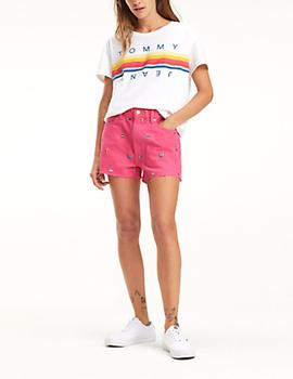 Camiseta Tommy Jeans Multicolor Line Logo blanco mujer