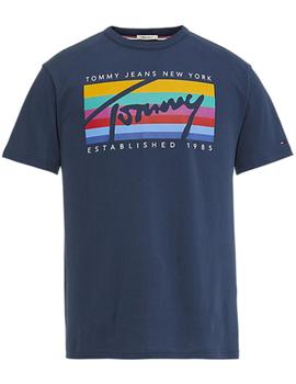 Camiseta Tommy Jeans Rainbow Box marino hombre