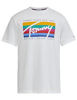 Camiseta Tommy Jeans Rainbow Box blanco hombre