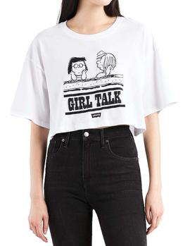Camiseta Levi’s x Peanuts Graphic Crop Slacker blanco mujer