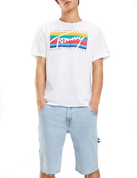 Camiseta Tommy Jeans Rainbow Box blanco hombre