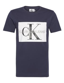 Camiseta Calvin Klein Monogram Box Logo Slim marino hombre