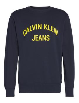 Felpa Calvin Klein Institutional Curved Logo marino hombre