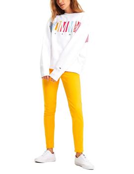 Felpa Tommy Jeans Colorful Block blanco mujer