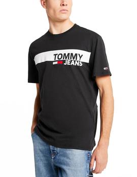 Camiseta Tommy Jeans Essential Box Logo negro hombre