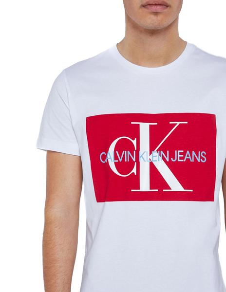 humedad Tropical Mala fe Camiseta Calvin Klein Monogram Box Logo blanco/rojo homb