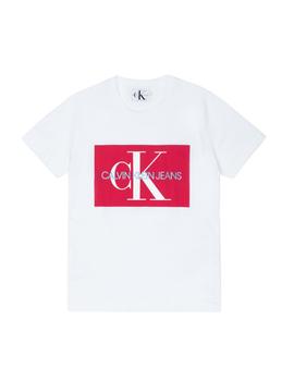 Camiseta Calvin Klein Monogram Box Logo blanco/rojo hombre