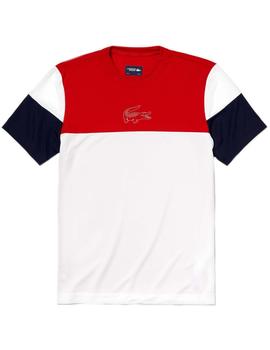 Camiseta Lacoste Sport Color Block blanco/rojo hombre