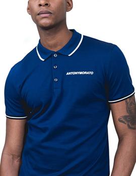 Polo Antony Morato Logo en Relieve azul hombre