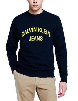 Felpa Calvin Klein Institutional Curved Logo marino hombre