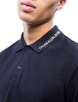 Polo Calvin Klein Collar Embroidery negro hombre