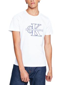 Camiseta Calvin Klein Monogram Front Logo blanco hombre
