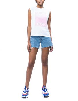 Camiseta Calvin Klein Muscle Tee blanco/rosa mujer