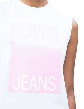 Camiseta Calvin Klein Muscle Tee blanco/rosa mujer