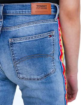 Vaqueros Tommy Jeans High Rise Slim Izzy Rainbow azul mujer
