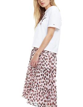 Camiseta Tommy Jeans Leopard Print Detail blanco mujer