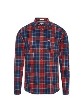 Camisa Tommy Jeans Essential Check marino/rojo hombre