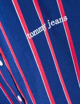 Camisa Tommy Jeans Multistripe Logo marino/rojo mujer